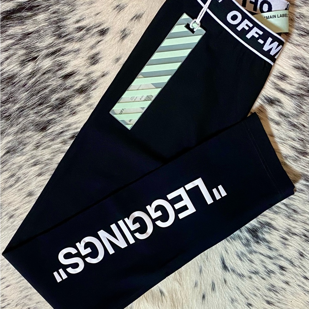 OFF WHITE VIRGIL ABLOH “LEGGINGS” GRAPHIC LEGGINGS, SZ IT/38 XS/S